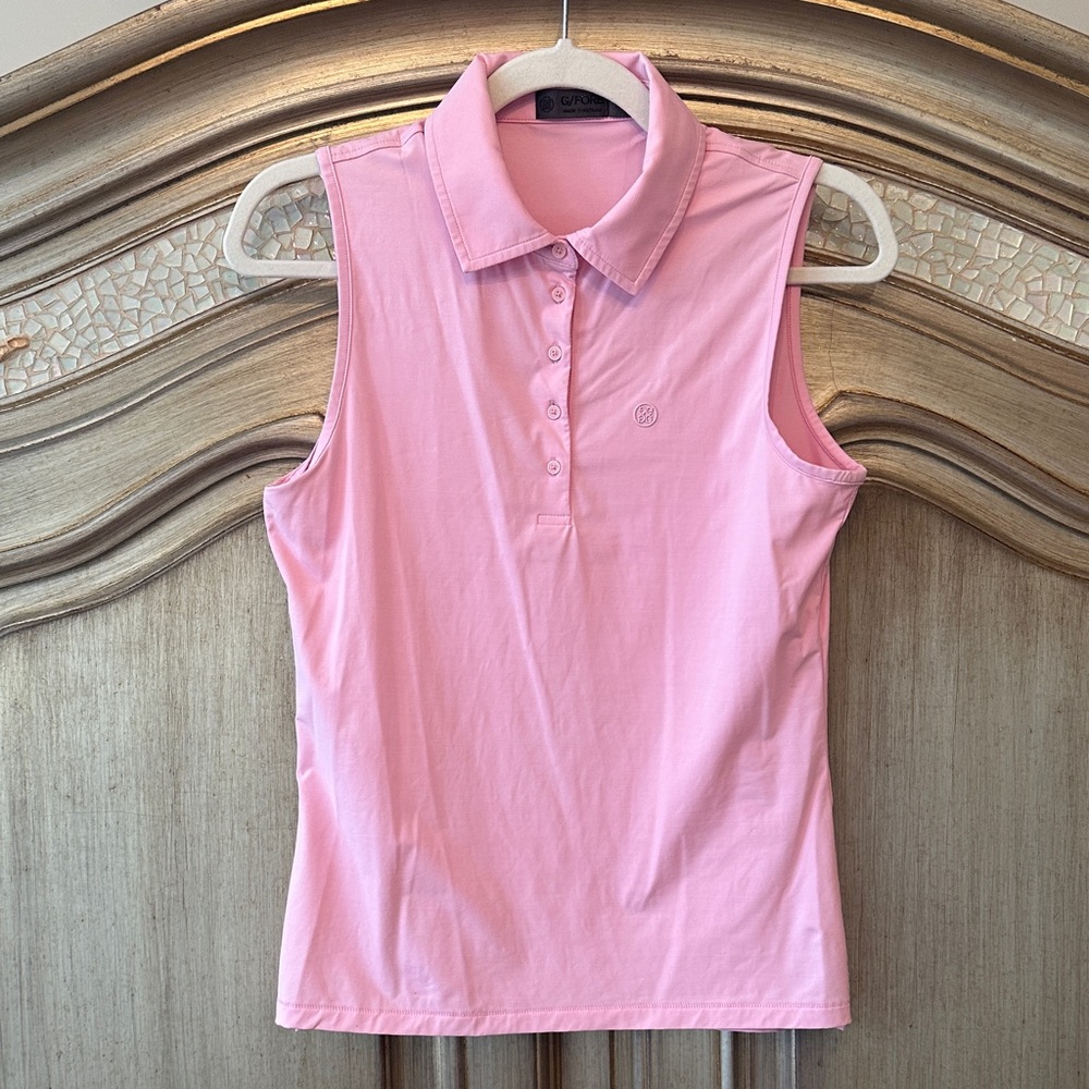 G/FORE Light Pink Sleeveless Button Down Shirt